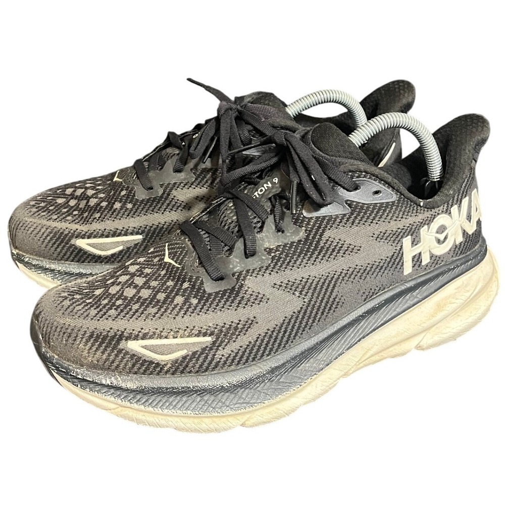 HOKA Clifton 9 Running Shoes Mens 9 One One Black‎ White Athletic Sneakers